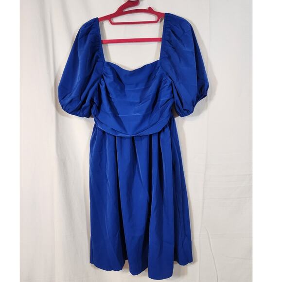 Shein US 8/10 $28 Royal Blue Square Neck Balloon Sleeve Castlecore Short Dress‎ - Picture 1 of 11